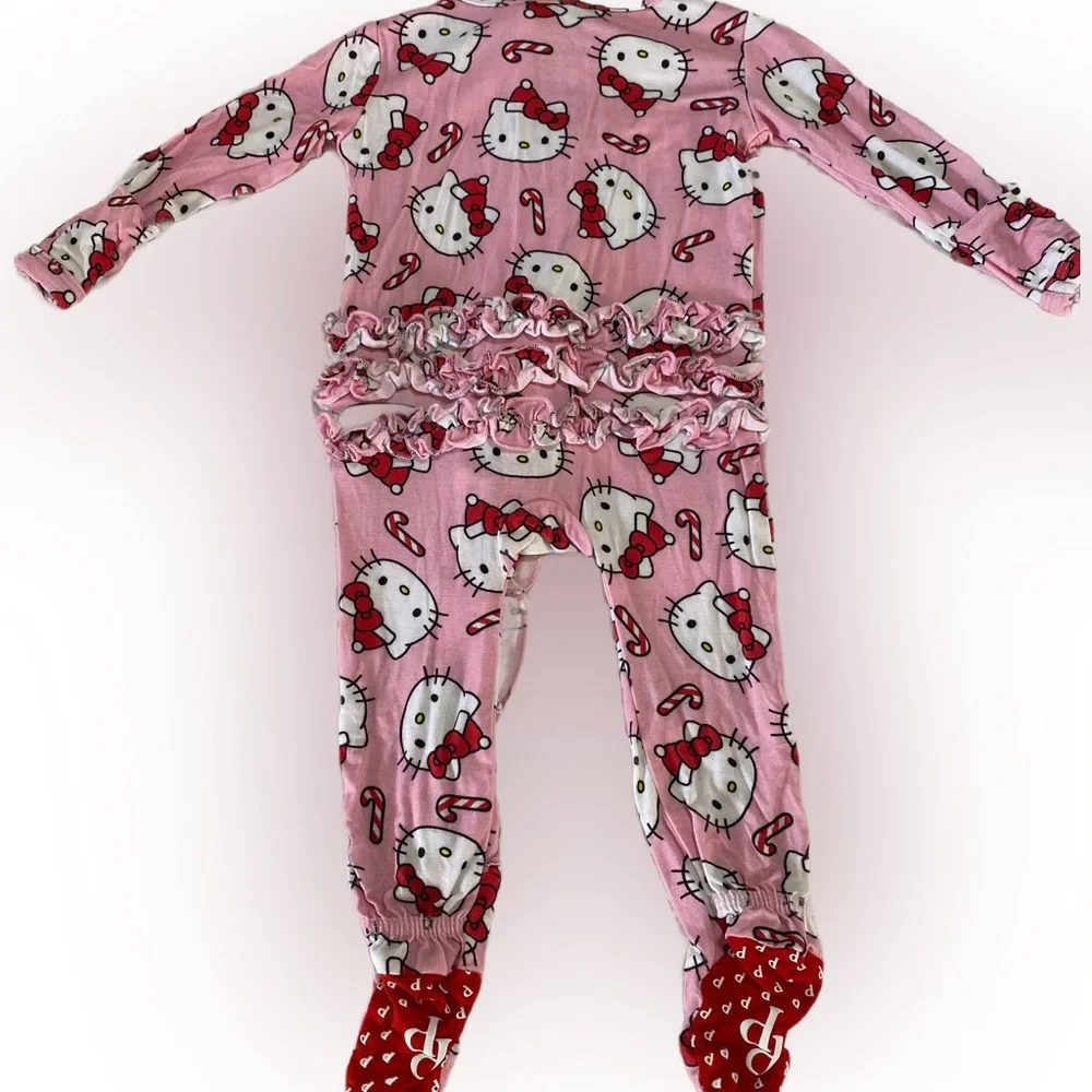 Posh Peanut‎ Hello Kitty Candy Cane Footie Ruffled Sleeper 0-3M